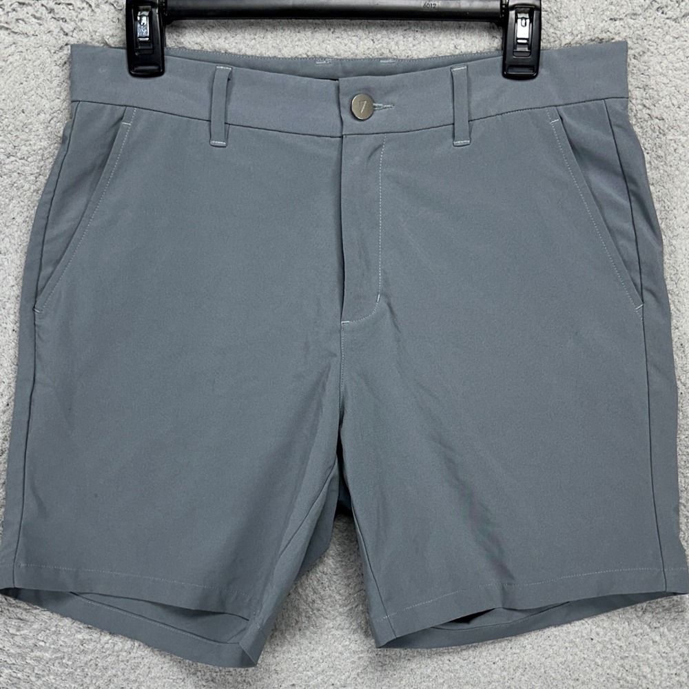 Primo Mens‎ Chino Golf Shorts 32 Gray Athletic Stretch Flat Front Pockets Casual